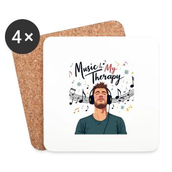 Musik ist meine Therapie - Untersetzer (4er-Set) - Weiß - Vorne