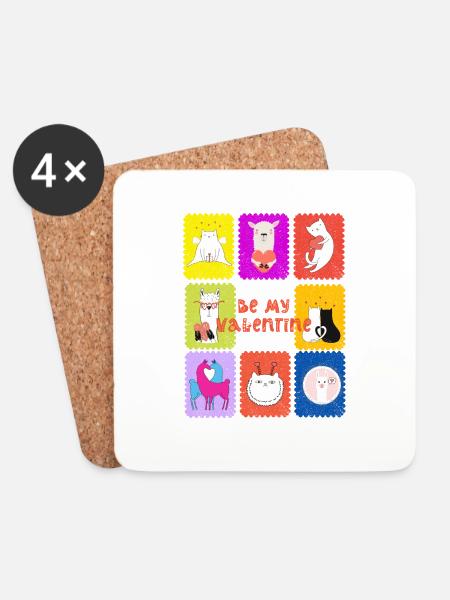 Paws and hearts: cute animals for Valentine's Day - Coasters (set of 4) - white