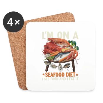 Régime alimentaire à base de fruits de mer - Dessous de verre (lot de 4) - blanc - Devant