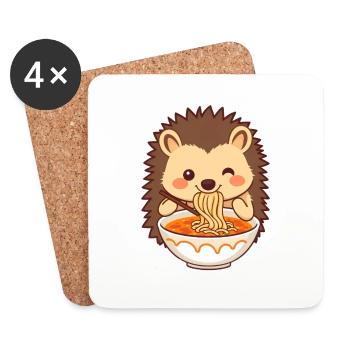 Ein süßer Igel mag Nudelsuppe - Untersetzer (4er-Set) - Weiß - Vorne