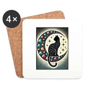Chat Noir Luna - Dessous de verre (lot de 4) - blanc - Devant