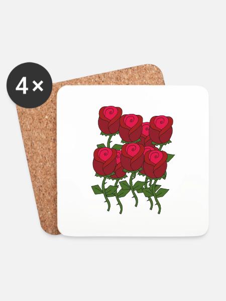 rosen - Untersetzer (4er-Set) - Weiß