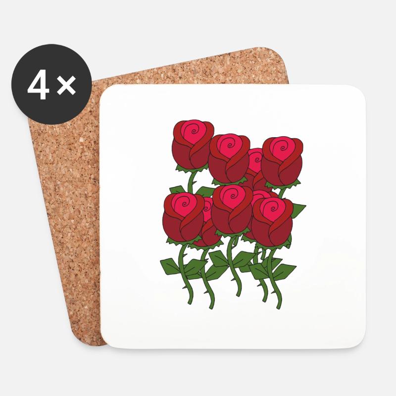 roses - Coasters (set of 4) - white