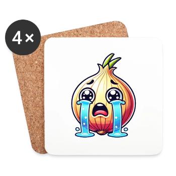Weeping Onion – Fun Kitchen Design - Coasters (set of 4) - white - Front