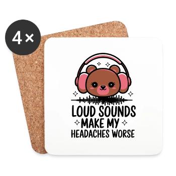 Ours avec casque - Dessous de verre (lot de 4) - blanc - Devant