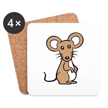 Maus Mäuschen Süße Kleine Ratte Nager Freundlich - Untersetzer (4er-Set) - Weiß - Vorne