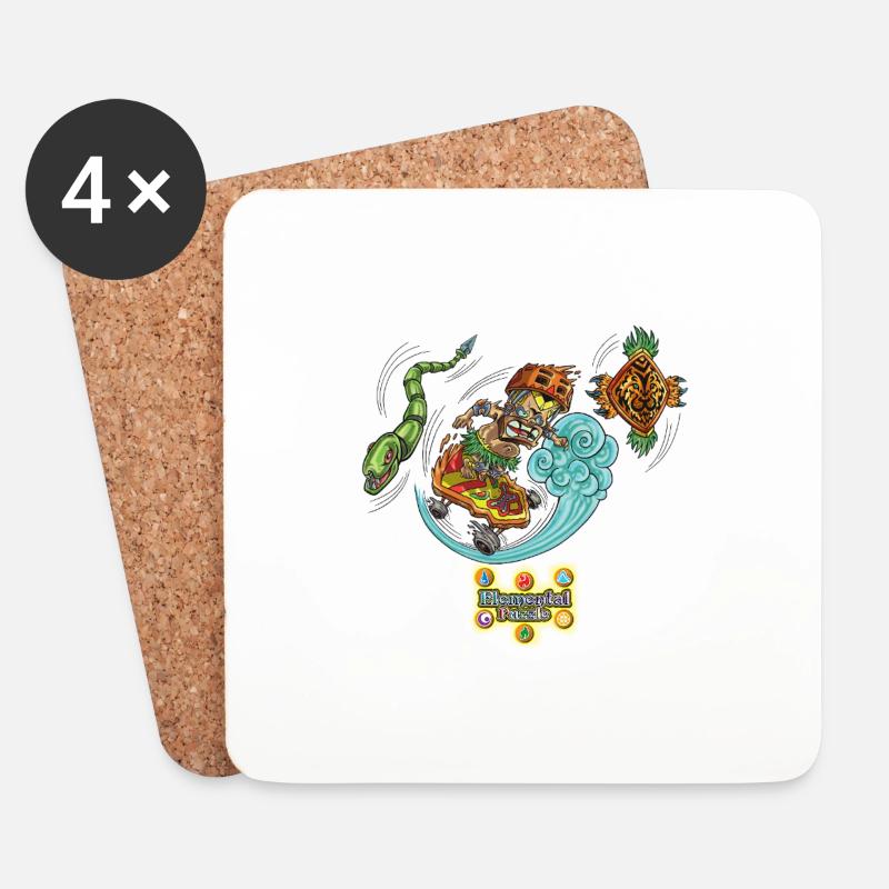 Tiki Schlittschuh - Untersetzer (4er-Set) - Weiß