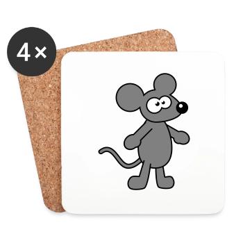 Maus Mäuschen Süße Kleine Ratte Nager Lustig Comic - Untersetzer (4er-Set) - Weiß - Vorne