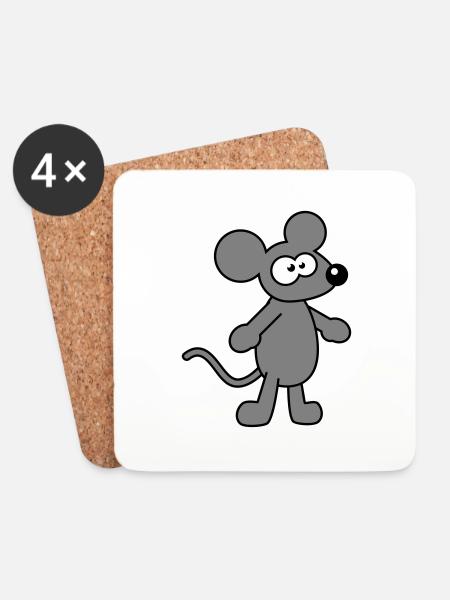 Maus Mäuschen Süße Kleine Ratte Nager Lustig Comic - Untersetzer (4er-Set) - Weiß