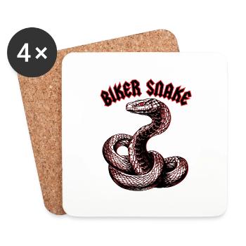 BIKER SNAKE - Untersetzer (4er-Set) - Weiß - Vorne