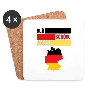 OLD SCHOOL BIKER GERMAN - Untersetzer (4er-Set) - Weiß - Vorne