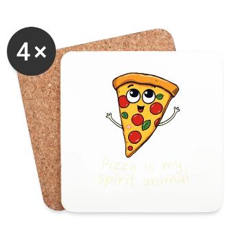 La pizza est mon Animal Fun Foodie Amateur de pizza - Dessous de verre (lot de 4) - blanc - Devant