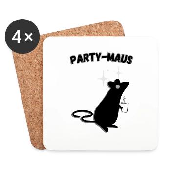 Party Maus dunkel - Untersetzer (4er-Set) - Weiß - Vorne