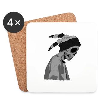 mat skull - Coasters (set of 4) - white - Front