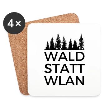 Wald statt WLAN - für alle Waldmenschen - Untersetzer (4er-Set) - Weiß - Vorne
