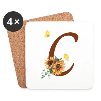 Buchstabe c Sonnenblume Schmetterling - Untersetzer (4er-Set) - Weiß - Vorne