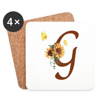 Letter g sunflower butterfly - Coasters (set of 4) - white - Front