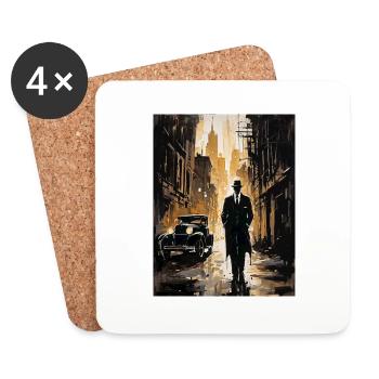 A mysterious man in the city - Coasters (set of 4) - white - Front