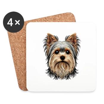 Yorkshire Terrier - Dessous de verre (lot de 4) - blanc - Devant