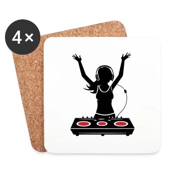 DJ Turntables Festival Woman - Coasters (set of 4) - white - Front