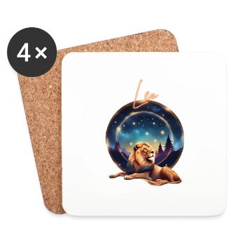 Leo Löwe Sterne Geschenk - Untersetzer (4er-Set) - Weiß - Vorne