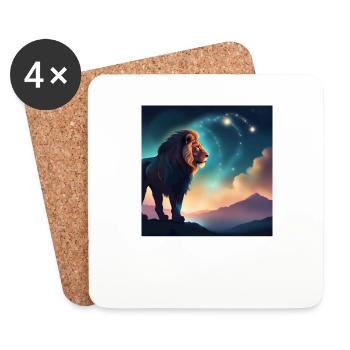 Idée cadeau Horoscope du zodiaque Lion - Dessous de verre (lot de 4) - blanc - Devant