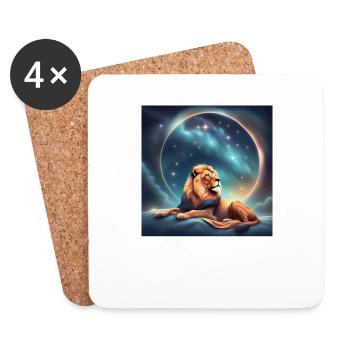 Cadeau du zodiaque d’anniversaire Lion - Dessous de verre (lot de 4) - blanc - Devant