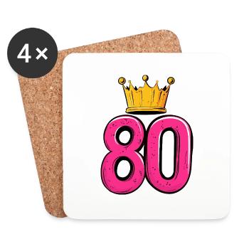 80 Zahl Krone - Untersetzer (4er-Set) - Weiß - Vorne