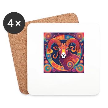 Aries Zodiac Astrology Gift - Coasters (set of 4) - white - Front