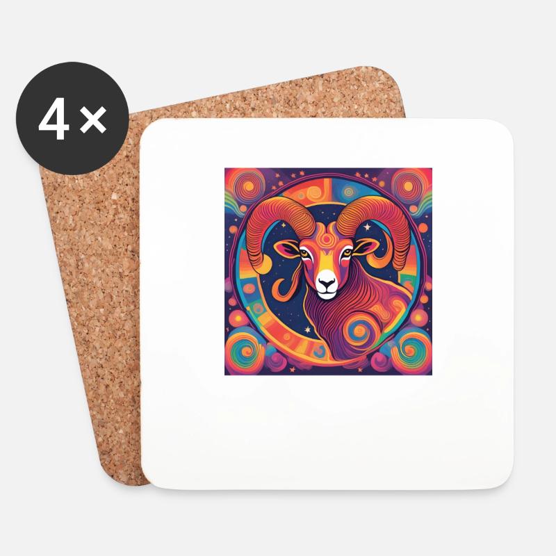 Widder Sternzeichen Astrologie Geschenk - Untersetzer (4er-Set) - Weiß