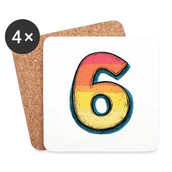 6 Number Colorful - Coasters (set of 4) - white - Front