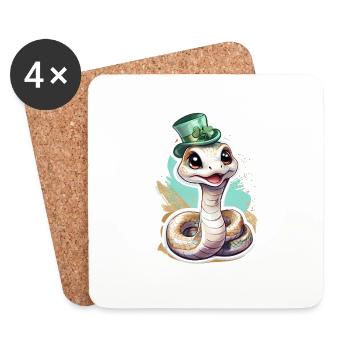 St. Patrick's Day Schlange Geschenk - Untersetzer (4er-Set) - Weiß - Vorne