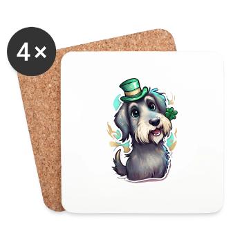 St. Patrick's Day Hund Geschenk - Untersetzer (4er-Set) - Weiß - Vorne