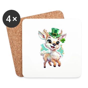 St. Patrick’s Day Reh - Untersetzer (4er-Set) - Weiß - Vorne