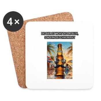 Cadeau de bière de boisson de la journée des hommes - Dessous de verre (lot de 4) - blanc - Devant