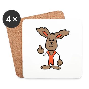 Lapin Majeur Montrer Méchant Coquin Insultant - Dessous de verre (lot de 4) - blanc - Devant