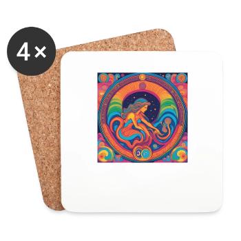 Idée cadeau d’anniversaire astrologie Vierge - Dessous de verre (lot de 4) - blanc - Devant