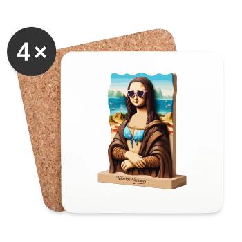 Mona Lisa on holiday - Coasters (set of 4) - white - Front