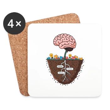Brain Growth Tree – Wissen und Weisheit Illustrat - Untersetzer (4er-Set) - Weiß - Vorne
