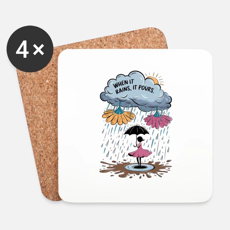 Wenn es regnet, schüttet es – Surreal Rainstorm - Untersetzer (4er-Set) - Weiß
