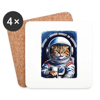 Chat Espace Dicton Cadeau - Dessous de verre (lot de 4) - blanc - Devant
