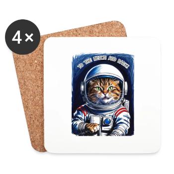 Astronaut Cat Animal Gift - Coasters (set of 4) - white - Front