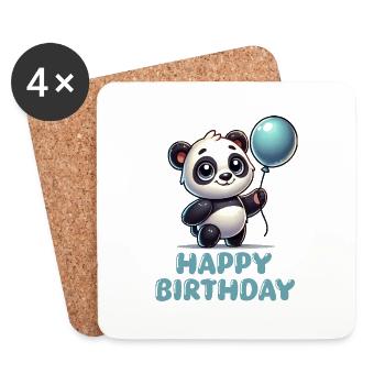 panda comic ballon birthday - Untersetzer (4er-Set) - Weiß - Vorne