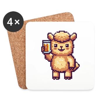 Alpaka Llama Pixel Bier - Untersetzer (4er-Set) - Weiß - Vorne
