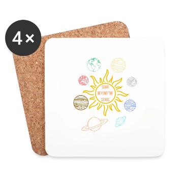 Planètes solaires - Dessous de verre (lot de 4) - blanc - Devant