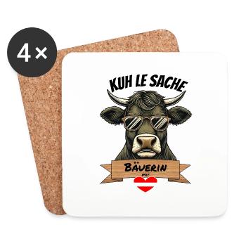 🇦🇹 Kuh le Sache – La femme d’un agriculteur au cœur - Dessous de verre (lot de 4) - blanc - Devant