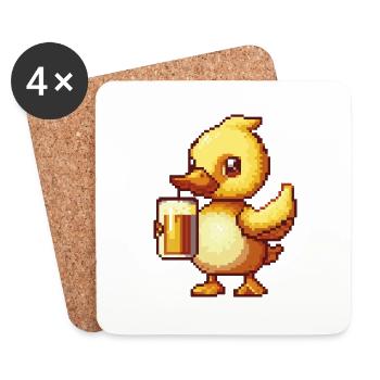 Duck Pixel Beer - Coasters (set of 4) - white - Front