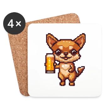 Chihuahua Hunde Pixel Bier - Untersetzer (4er-Set) - Weiß - Vorne