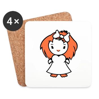 Oiseau Dame Femme Femme Jolie Robe Arc - Dessous de verre (lot de 4) - blanc - Devant