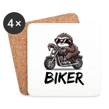 faultier biker - Untersetzer (4er-Set) - Weiß - Vorne